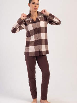 Woman Lycra Supreme Big Size Brown Pyjama Set Woman Lycra Supreme Big Size Brown Pyjama Set