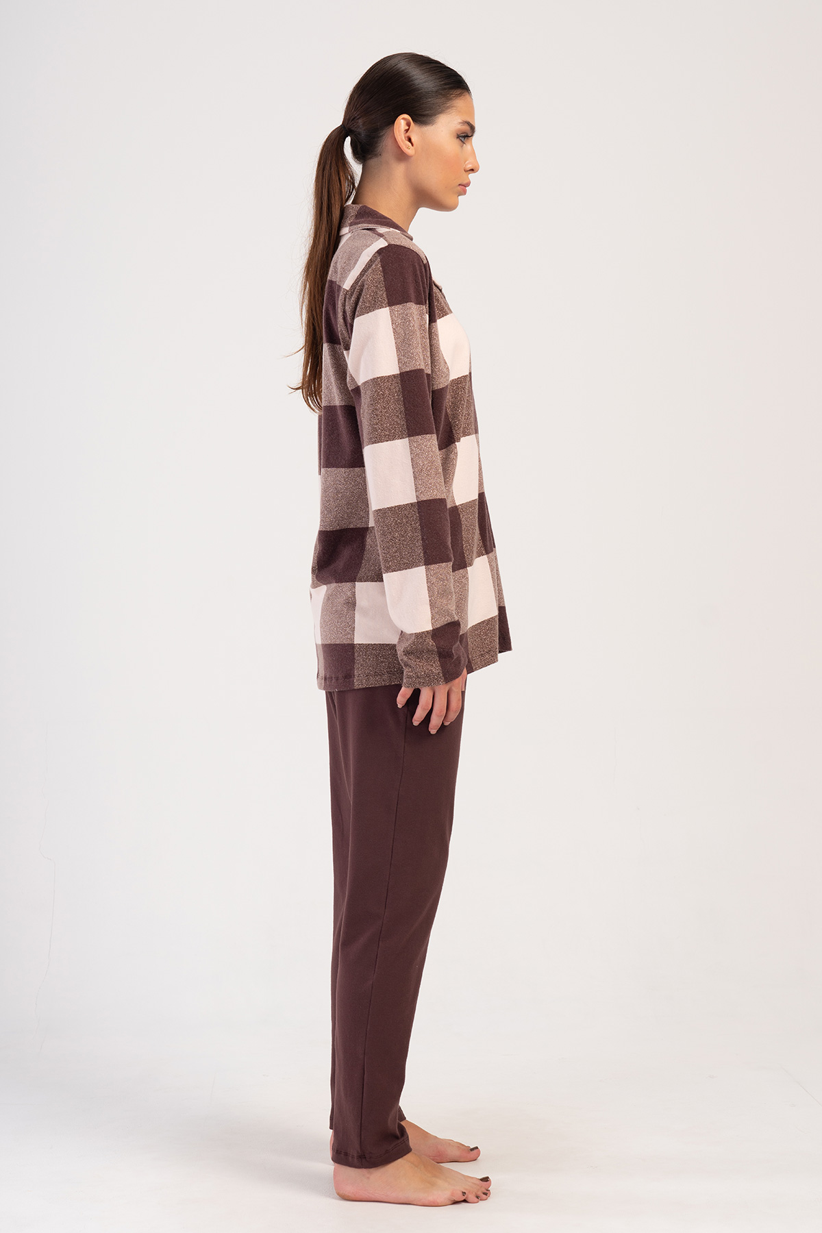 Woman Lycra Supreme Big Size Brown Pyjama Set Woman Lycra Supreme Big Size Brown Pyjama Set
