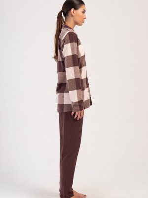 Woman Lycra Supreme Big Size Brown Pyjama Set Woman Lycra Supreme Big Size Brown Pyjama Set