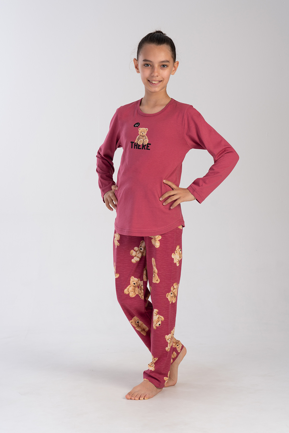 Kids' Girl Bordeaux Bear Pyjama Set Kids' Girl Bordeaux Bear Pyjama Set