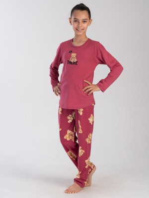 Kids' Girl Bordeaux Bear Pyjama Set Kids' Girl Bordeaux Bear Pyjama Set