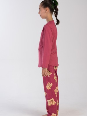 Kids' Girl Bordeaux Bear Pyjama Set Kids' Girl Bordeaux Bear Pyjama Set
