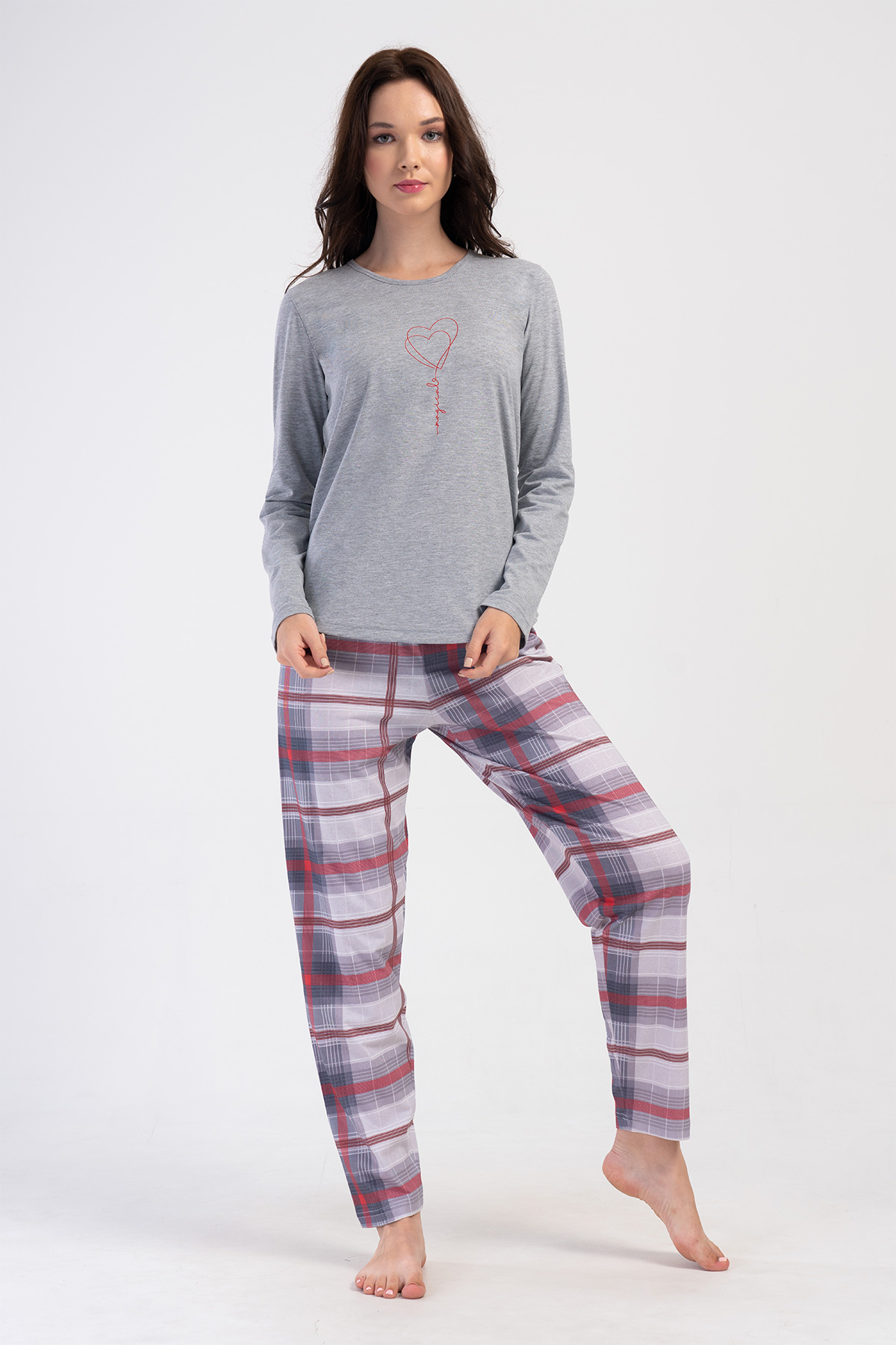 Woman Melange Supreme O Neck Pyjama Set Woman Melange Supreme O Neck Pyjama Set