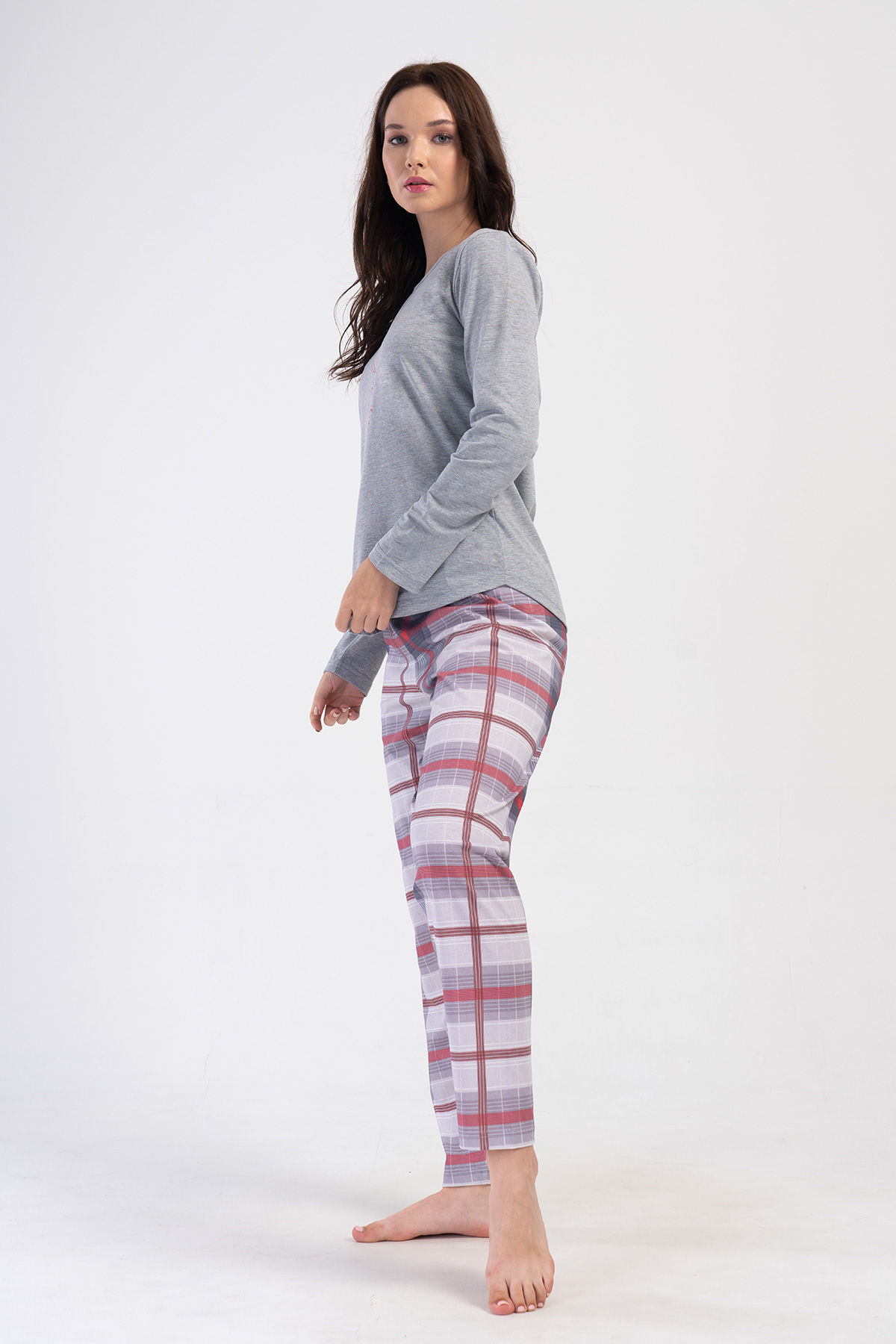 Woman Melange Supreme O Neck Pyjama Set Woman Melange Supreme O Neck Pyjama Set
