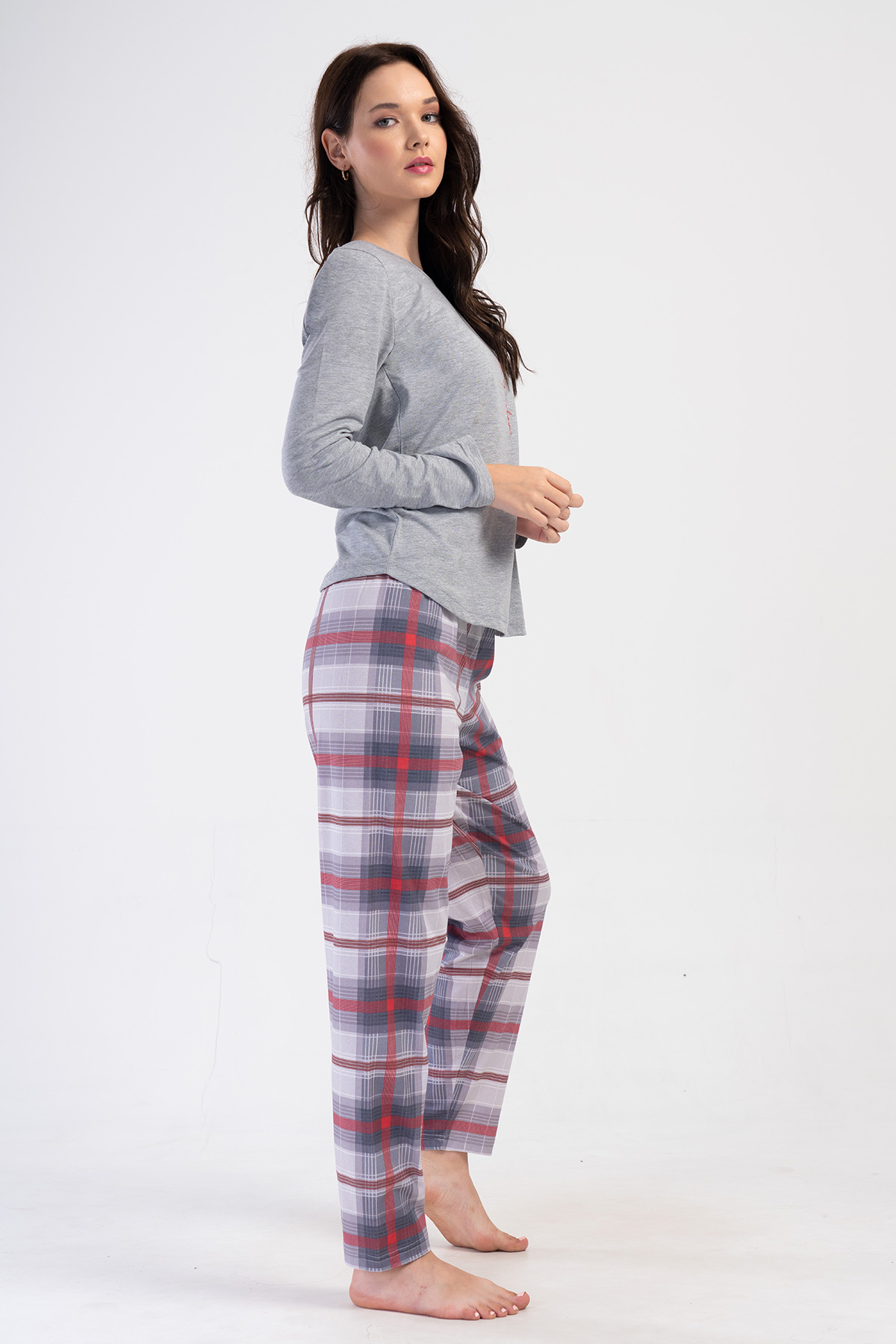 Woman Melange Supreme O Neck Pyjama Set Woman Melange Supreme O Neck Pyjama Set