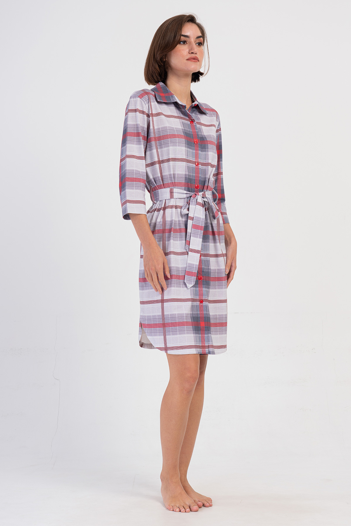 Woman Gray Supreme Buttoned Poor Sleeve Shirt Tunic Woman Gray Supreme Buttoned Poor Sleeve Shirt Tunic