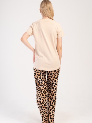 Woman Leopard Short Sleeve O Neck Pyjama Set Woman Leopard Short Sleeve O Neck Pyjama Set