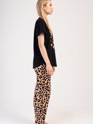 Woman Big Size Leopard Pyjama Set Woman Big Size Leopard Pyjama Set