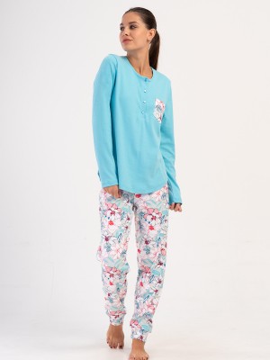 Woman Natalie Interlock Buttoned O Neck Pyjama Set Woman Natalie Interlock Buttoned O Neck Pyjama Set