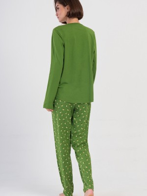 Woman Bright Green Supreme Big Size Pyjama Set Woman Bright Green Supreme Big Size Pyjama Set