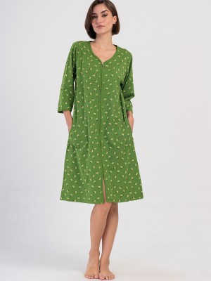 Woman Green Supreme Big Size Zipper & Pocket Detail Home Dress Woman Green Supreme Big Size Zipper & Pocket Detail Home Dress