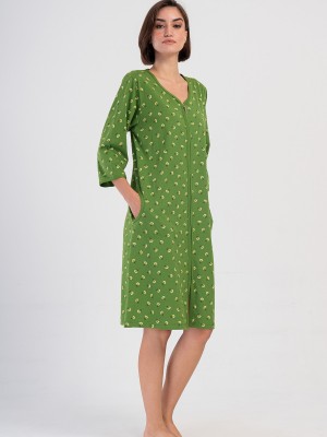 Woman Green Supreme Big Size Zipper & Pocket Detail Home Dress Woman Green Supreme Big Size Zipper & Pocket Detail Home Dress