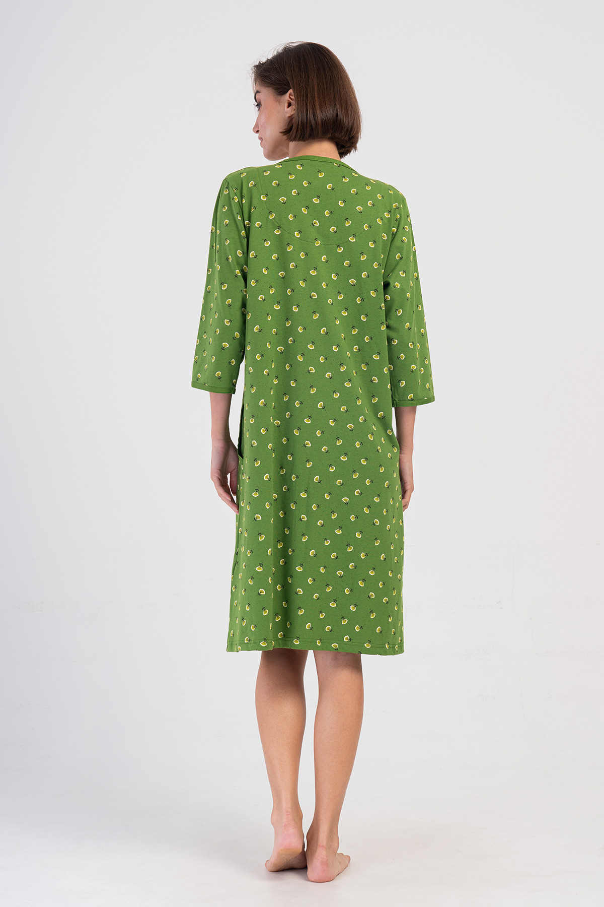 Woman Green Supreme Big Size Zipper & Pocket Detail Home Dress Woman Green Supreme Big Size Zipper & Pocket Detail Home Dress