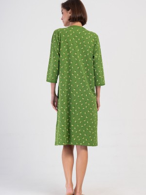 Woman Green Supreme Big Size Zipper & Pocket Detail Home Dress Woman Green Supreme Big Size Zipper & Pocket Detail Home Dress