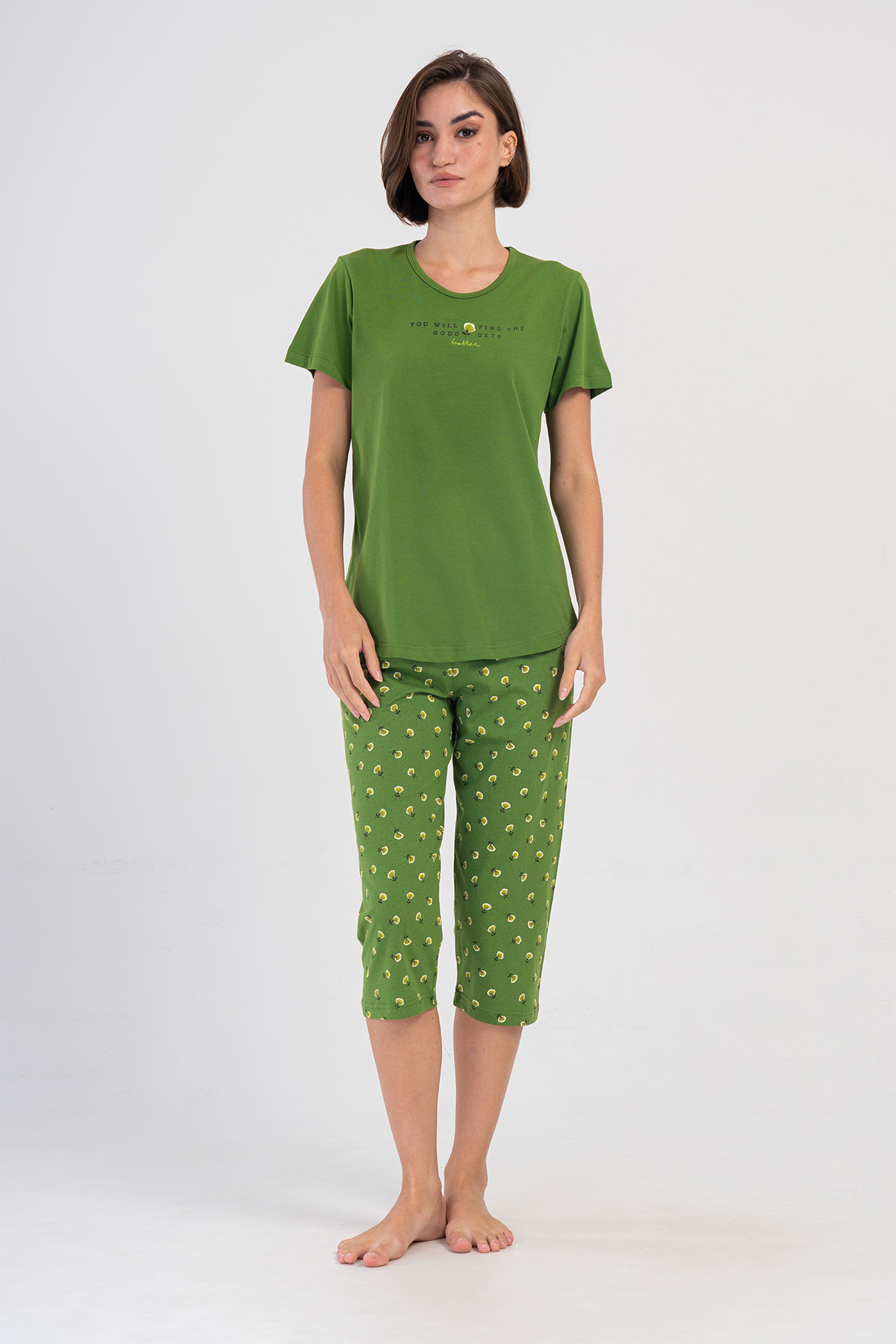 Woman Supreme Bright Green Capri Set Woman Supreme Bright Green Capri Set