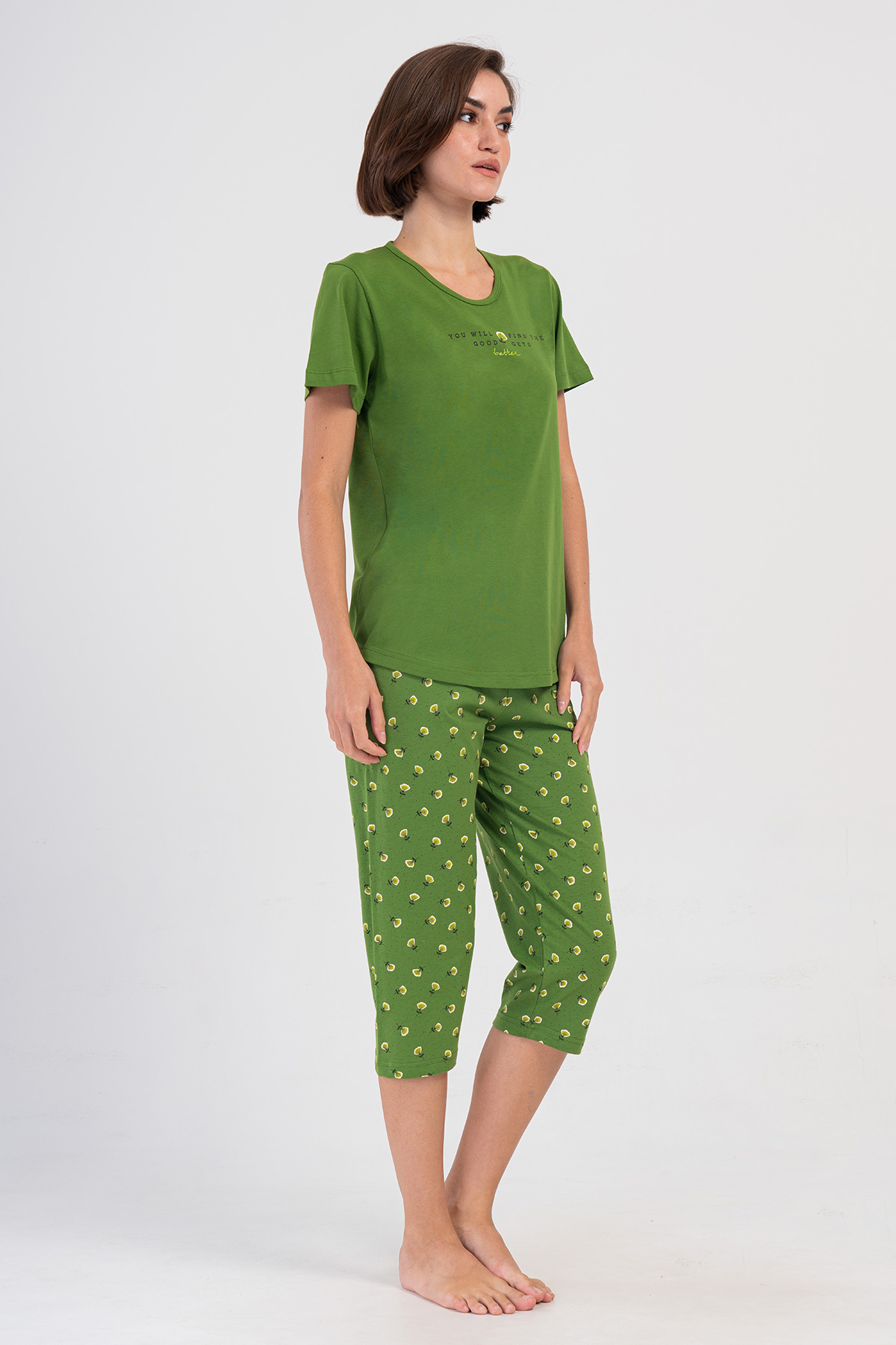 Woman Supreme Bright Green Capri Set Woman Supreme Bright Green Capri Set