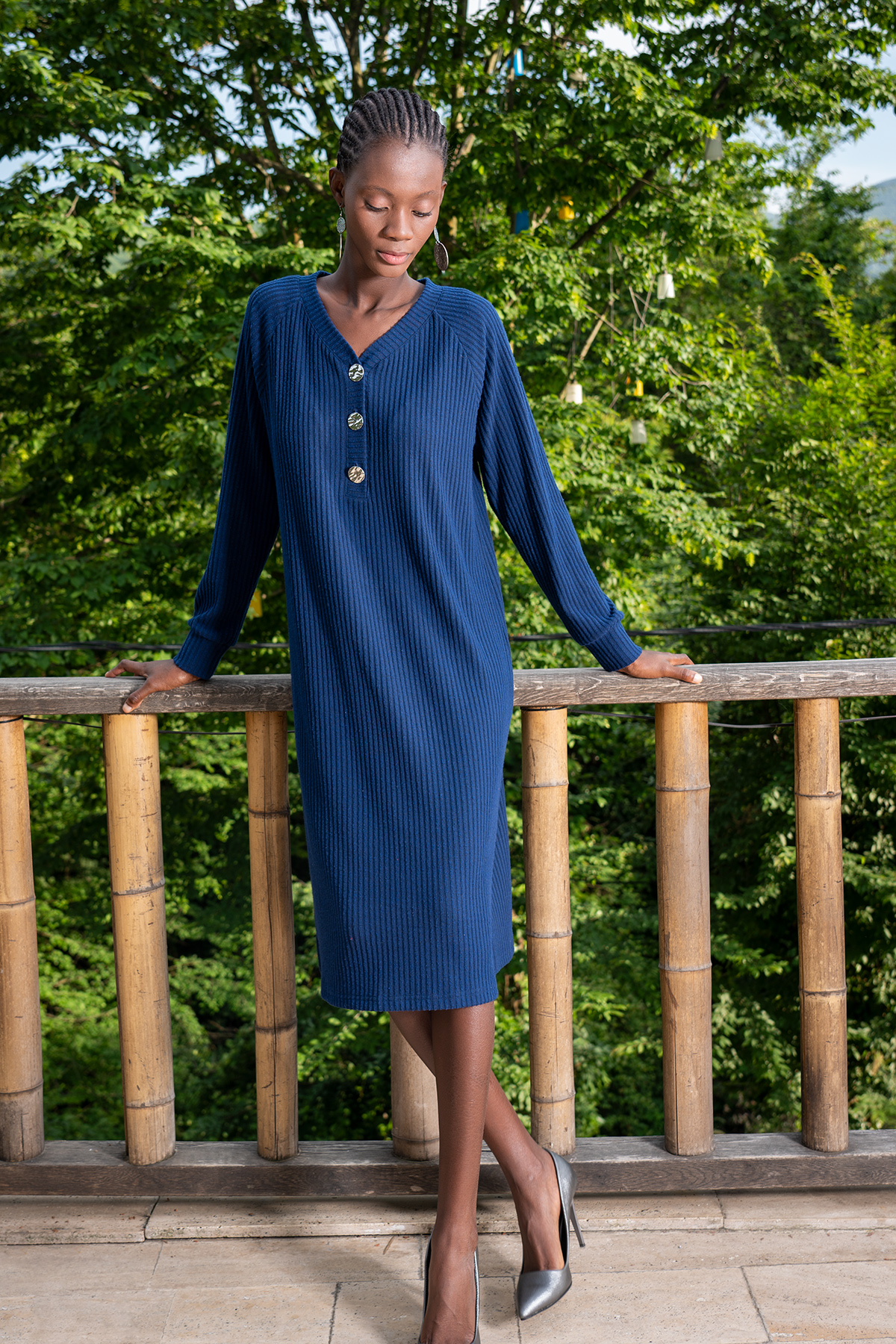 Woman Lycra V Neck Dress Woman Lycra V Neck Dress