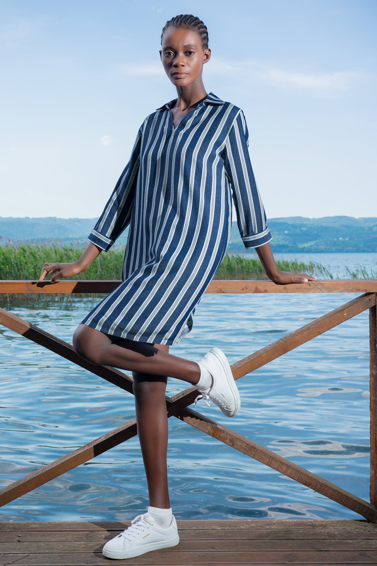 Woman Feda Cotton Viscon Linen Shirt Dress Woman Feda Cotton Viscon Linen Shirt Dress