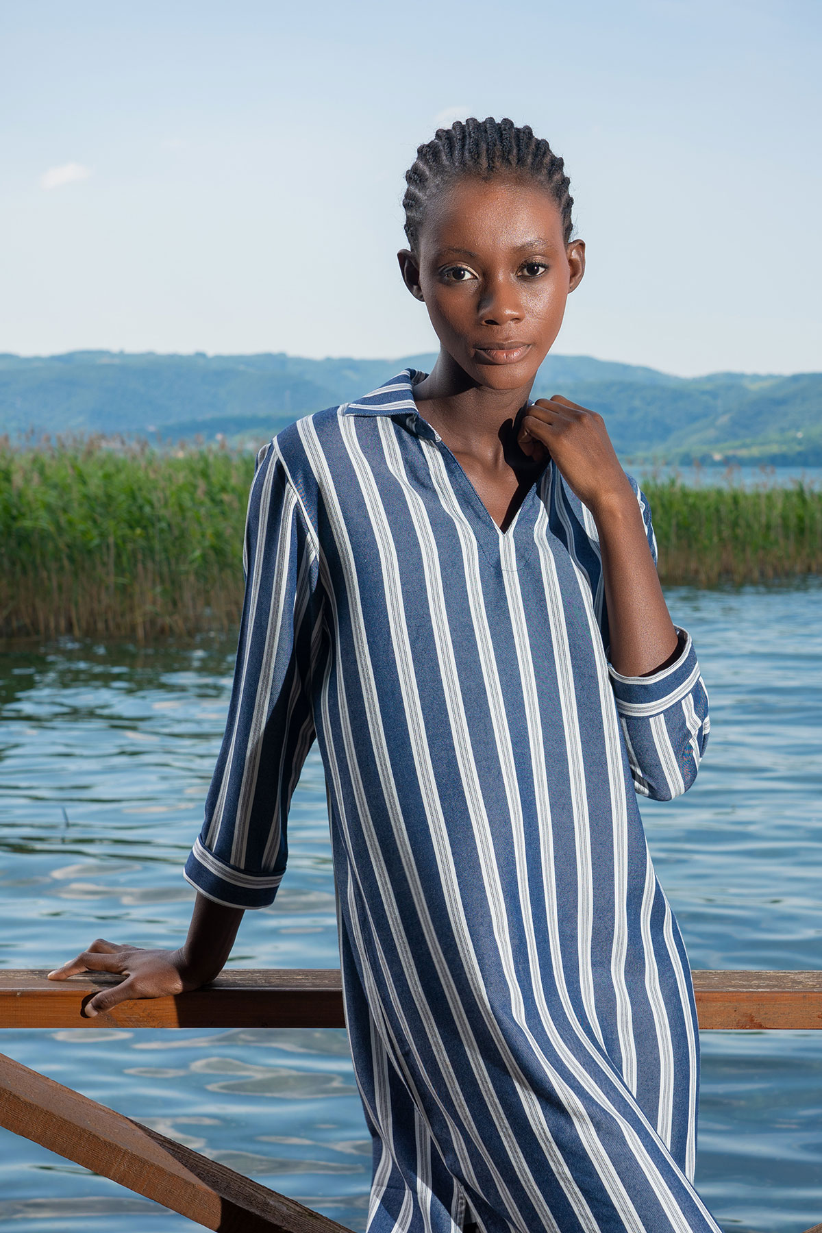Woman Feda Cotton Viscon Linen Shirt Dress Woman Feda Cotton Viscon Linen Shirt Dress