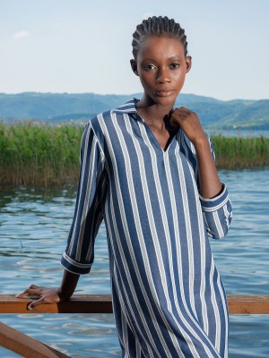 Woman Feda Cotton Viscon Linen Shirt Dress Woman Feda Cotton Viscon Linen Shirt Dress