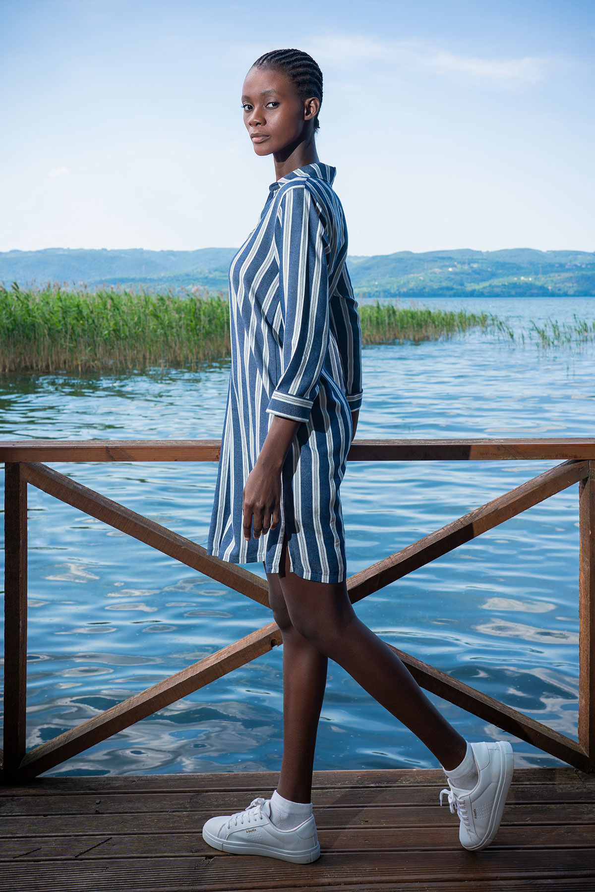 Woman Feda Cotton Viscon Linen Shirt Dress Woman Feda Cotton Viscon Linen Shirt Dress