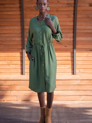 Woman Walen Viscon V Neck Dress Woman Walen Viscon V Neck Dress