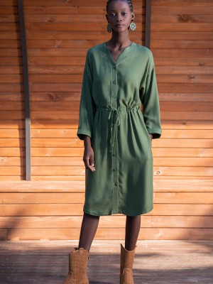 Woman Walen Viscon V Neck Dress Woman Walen Viscon V Neck Dress