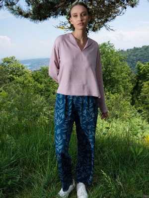 Woman Vela Viscon Rotatable Shirt Neck Pant Set Woman Vela Viscon Rotatable Shirt Neck Pant Set