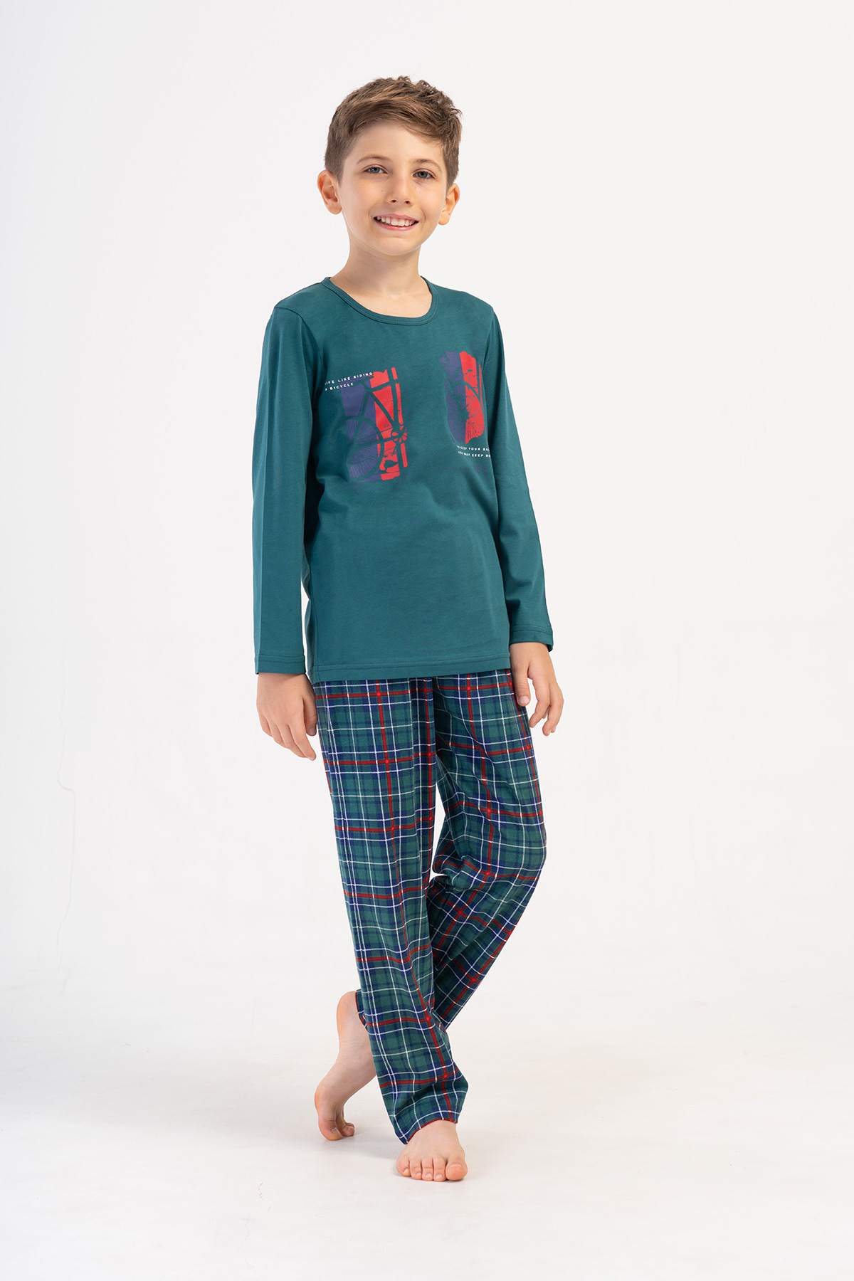 Kids' Boy Plaid Supreme O Neck Long Sleeve Pyjama Set Kids' Boy Plaid Supreme O Neck Long Sleeve Pyjama Set