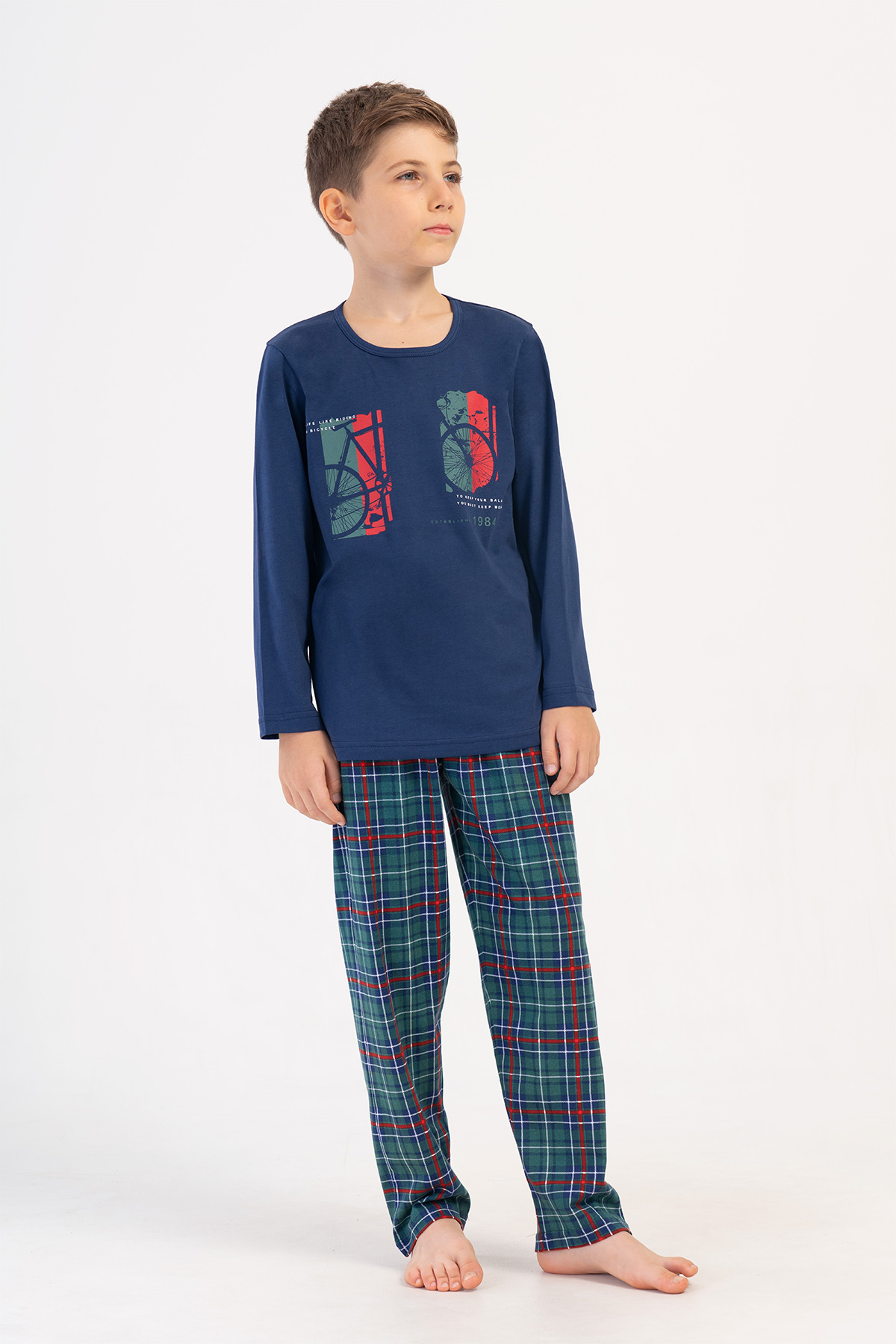 Kids' Boy Plaid Supreme O Neck Long Sleeve Pyjama Set Kids' Boy Plaid Supreme O Neck Long Sleeve Pyjama Set