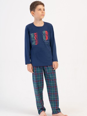 Kids' Boy Plaid Supreme O Neck Long Sleeve Pyjama Set Kids' Boy Plaid Supreme O Neck Long Sleeve Pyjama Set