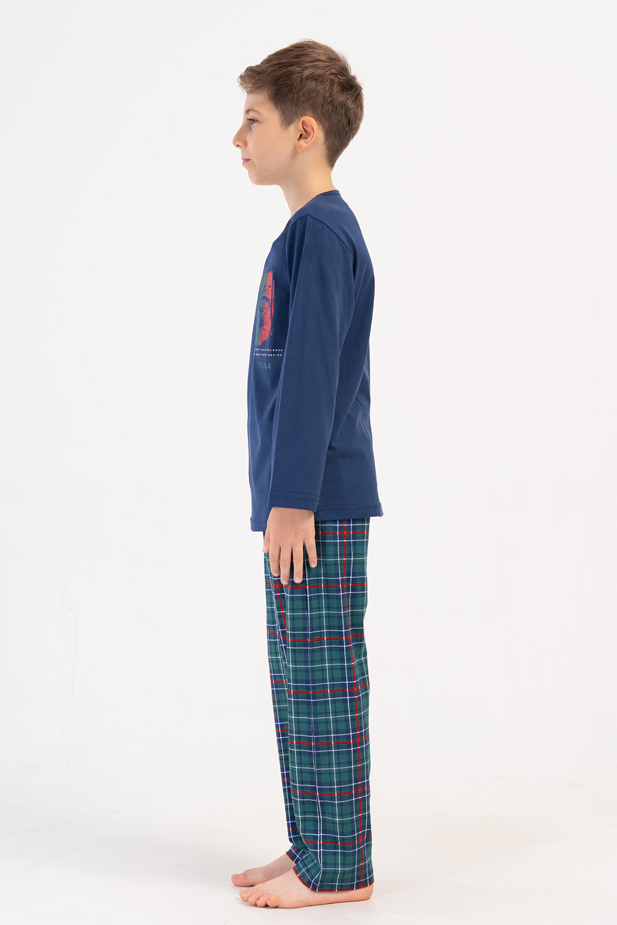 Kids' Boy Plaid Supreme O Neck Long Sleeve Pyjama Set Kids' Boy Plaid Supreme O Neck Long Sleeve Pyjama Set