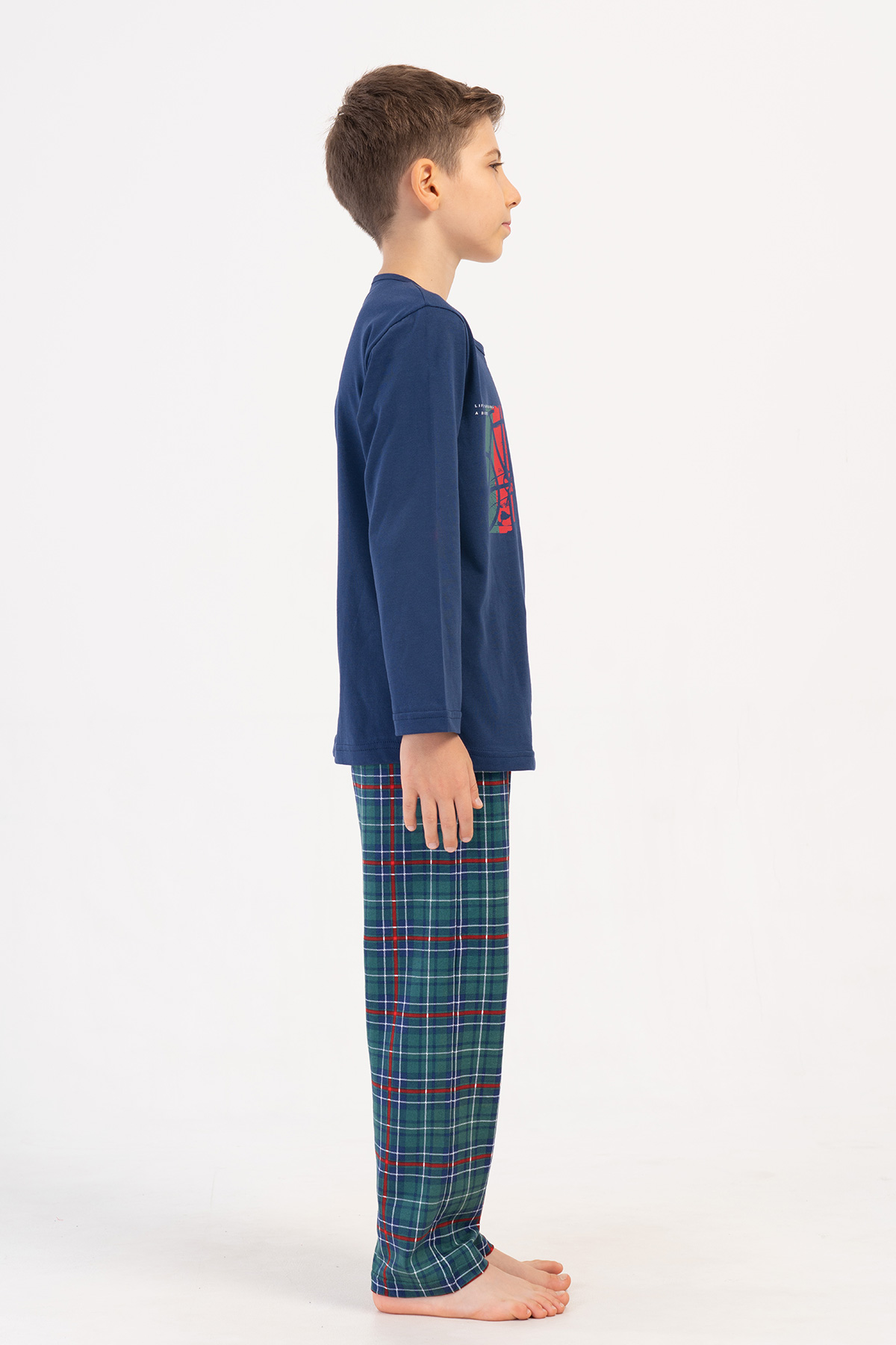 Kids' Boy Plaid Supreme O Neck Long Sleeve Pyjama Set Kids' Boy Plaid Supreme O Neck Long Sleeve Pyjama Set