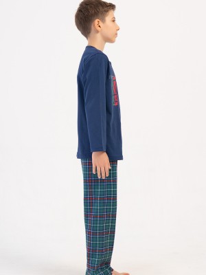 Kids' Boy Plaid Supreme O Neck Long Sleeve Pyjama Set Kids' Boy Plaid Supreme O Neck Long Sleeve Pyjama Set