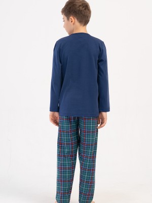 Kids' Boy Plaid Supreme O Neck Long Sleeve Pyjama Set Kids' Boy Plaid Supreme O Neck Long Sleeve Pyjama Set