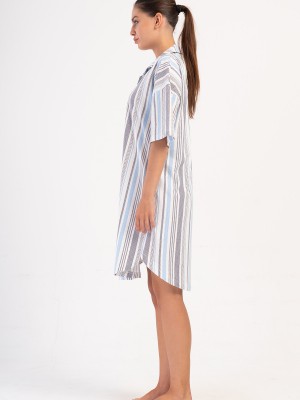 Woman Light Blue Supreme Shirt Neck Narrow Leg Shirt Tunic Woman Light Blue Supreme Shirt Neck Narrow Leg Shirt Tunic