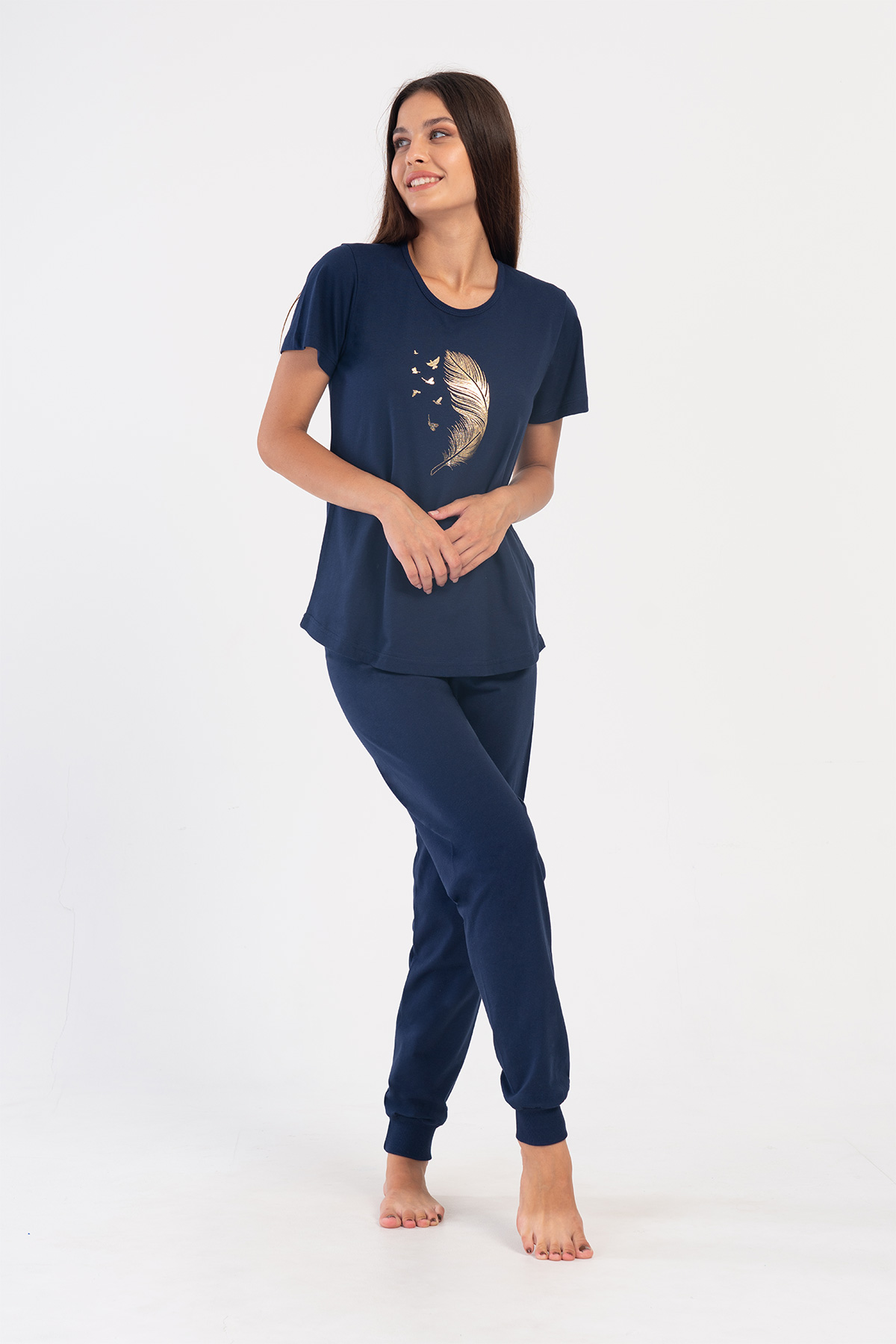 Woman Supreme Navy Blue Short Sleeve Pyjama Set Woman Supreme Navy Blue Short Sleeve Pyjama Set