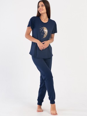 Woman Supreme Navy Blue Short Sleeve Pyjama Set Woman Supreme Navy Blue Short Sleeve Pyjama Set
