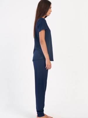 Woman Supreme Navy Blue Short Sleeve Pyjama Set Woman Supreme Navy Blue Short Sleeve Pyjama Set
