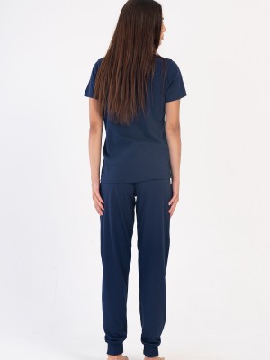 Woman Supreme Navy Blue Short Sleeve Pyjama Set Woman Supreme Navy Blue Short Sleeve Pyjama Set