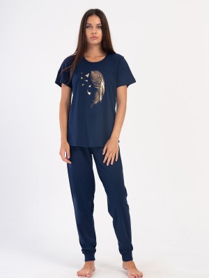 Woman Supreme Navy Blue Big Size Pyjama Set Woman Supreme Navy Blue Big Size Pyjama Set
