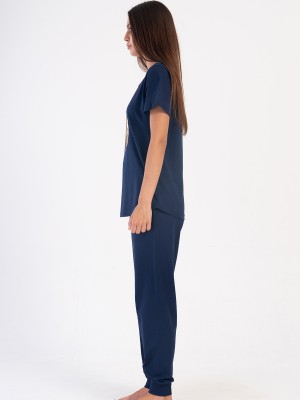 Woman Supreme Navy Blue Big Size Pyjama Set Woman Supreme Navy Blue Big Size Pyjama Set