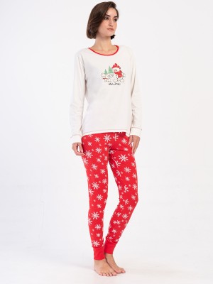 Woman Lycra Supreme Christmas Theme O Neck Long Sleeve Tight Pyjama Set Woman Lycra Supreme Christmas Theme O Neck Long Sleeve Tight Pyjama Set