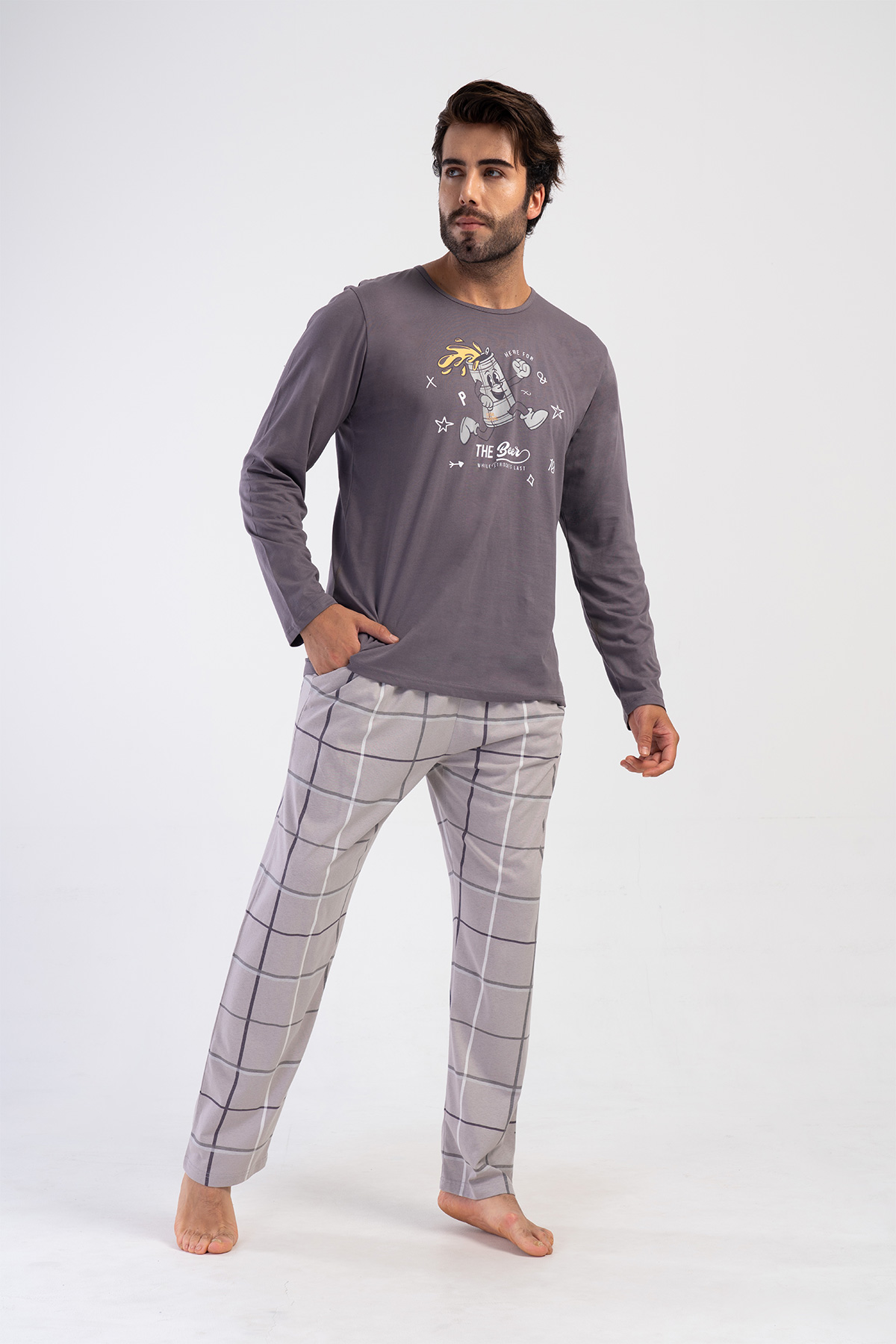 Man Anthracite Supreme O Neck Long Sleeve Pyjama Set Man Anthracite Supreme O Neck Long Sleeve Pyjama Set