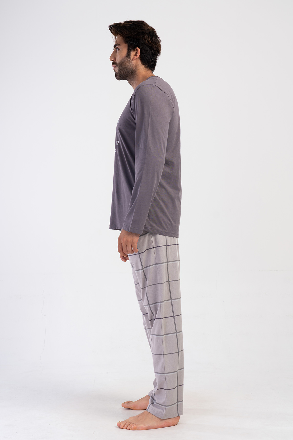 Man Anthracite Supreme O Neck Long Sleeve Pyjama Set Man Anthracite Supreme O Neck Long Sleeve Pyjama Set