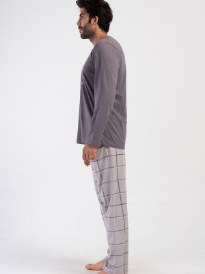 Man Anthracite Supreme O Neck Long Sleeve Pyjama Set Man Anthracite Supreme O Neck Long Sleeve Pyjama Set