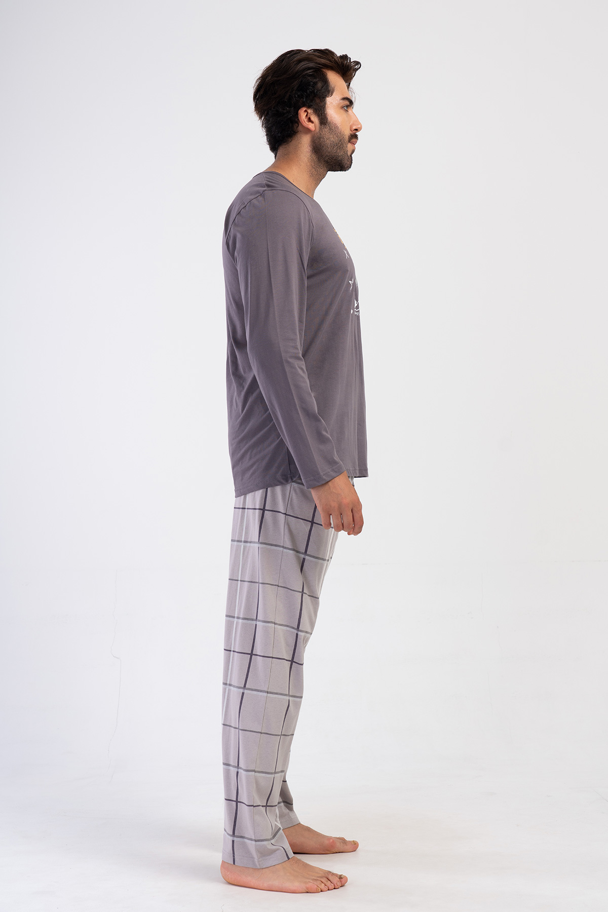 Man Anthracite Supreme O Neck Long Sleeve Pyjama Set Man Anthracite Supreme O Neck Long Sleeve Pyjama Set