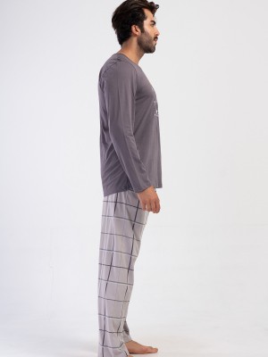 Man Anthracite Supreme O Neck Long Sleeve Pyjama Set Man Anthracite Supreme O Neck Long Sleeve Pyjama Set