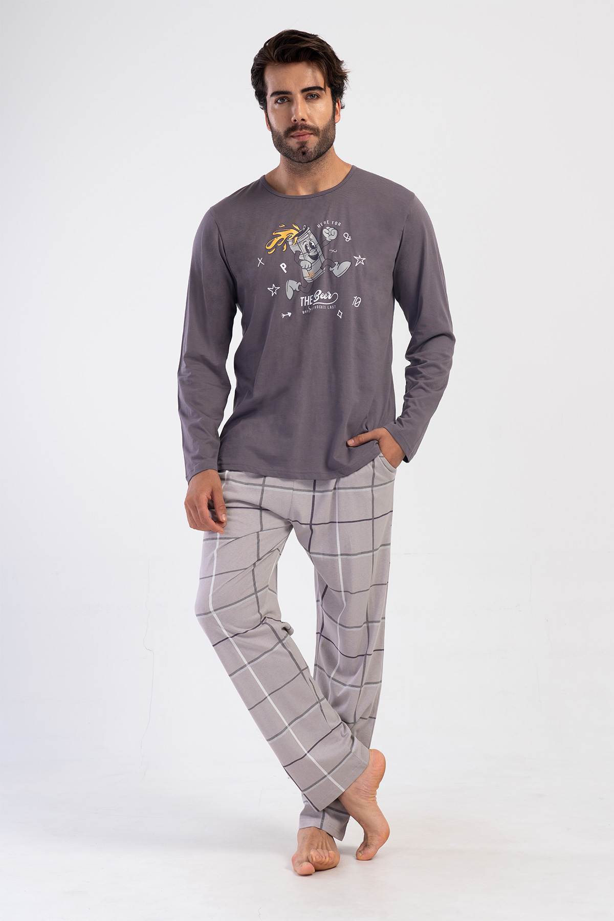 Man Anthracite Supreme O Neck Long Sleeve Pyjama Set Man Anthracite Supreme O Neck Long Sleeve Pyjama Set