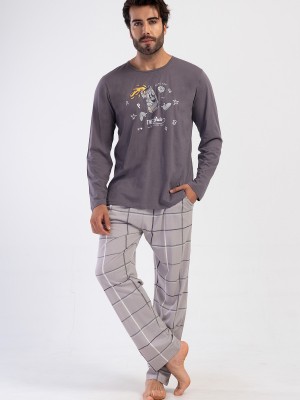 Man Anthracite Supreme O Neck Long Sleeve Pyjama Set Man Anthracite Supreme O Neck Long Sleeve Pyjama Set